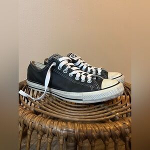 Converse Black Leather Low-Top Sneakers